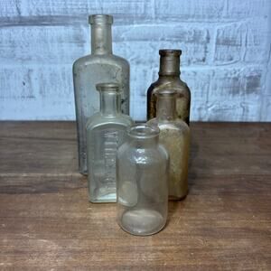 Antique Glass Bottle Set Of 5 #3